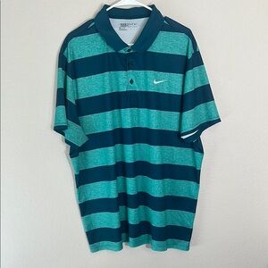 Nike Blue Striped Polo Shirt Sporty Design